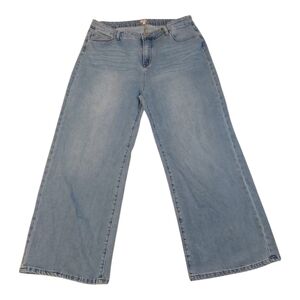 Reba Jeans Stretch Wide Leg Anckle Jeans Light Wash Denim Womens Size 14